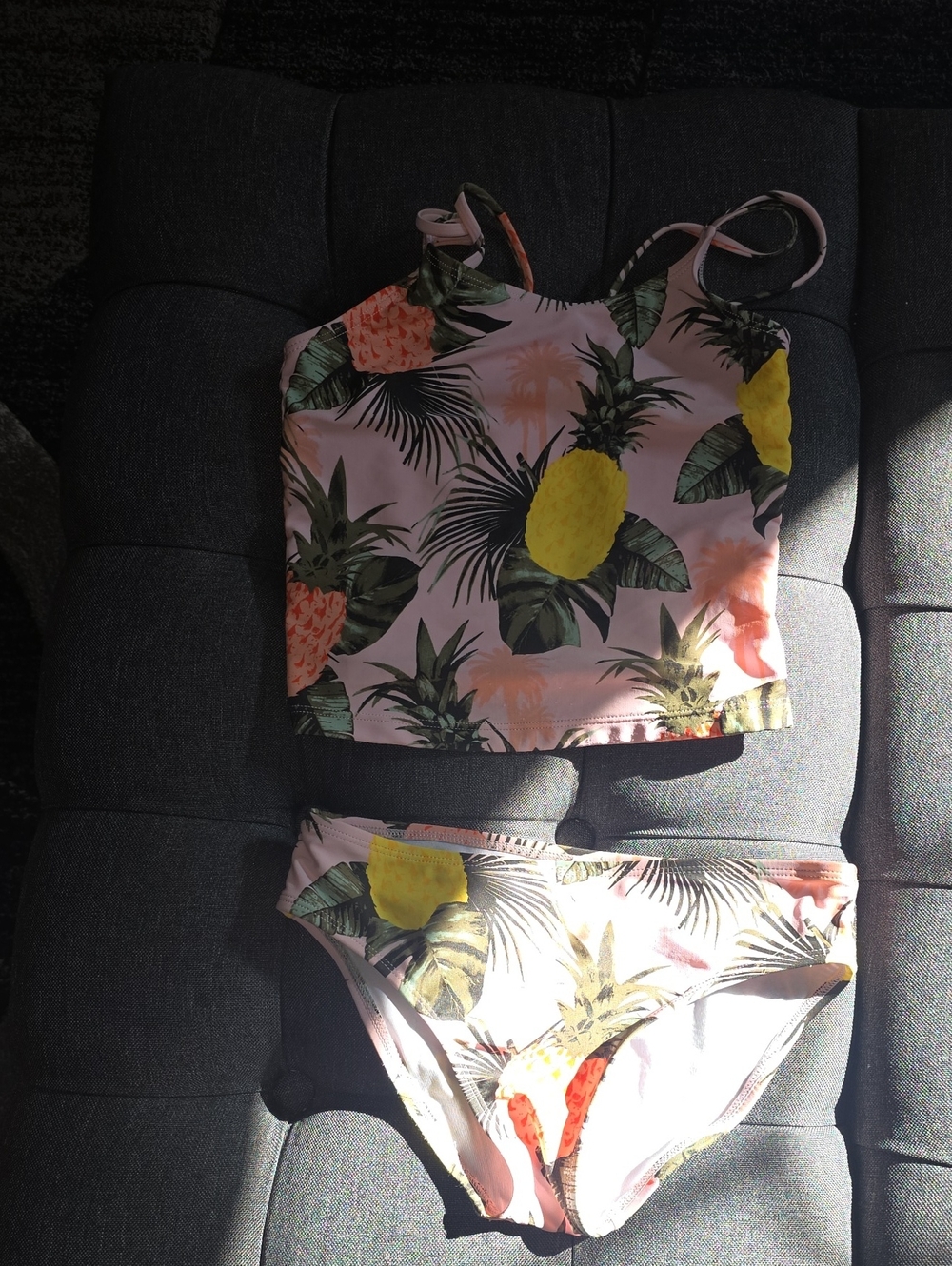 Girls Pineapple Print Pink Bikini Set